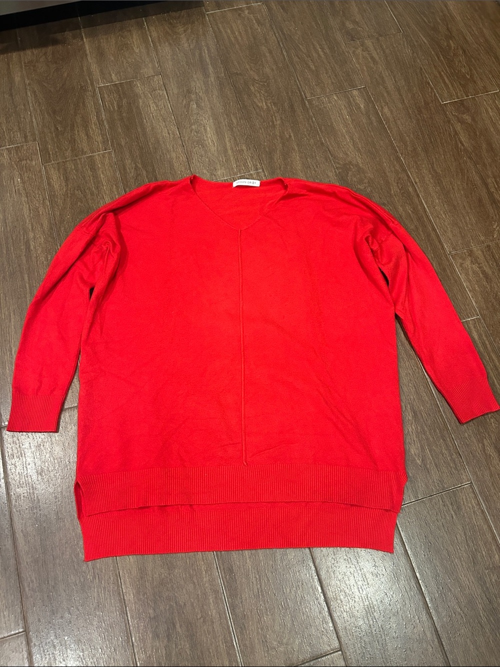 Oversized Red V-Neck Sweater Lightweight